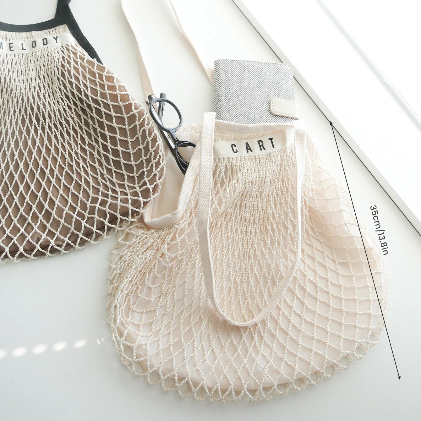 1PCS Personalised Name Mesh organic Cotton Bag - WIVAStore