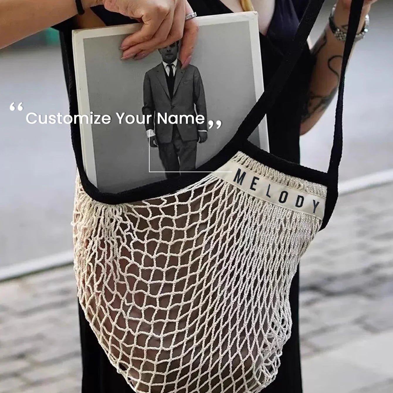 1PCS Personalised Name Mesh organic Cotton Bag - WIVAStore