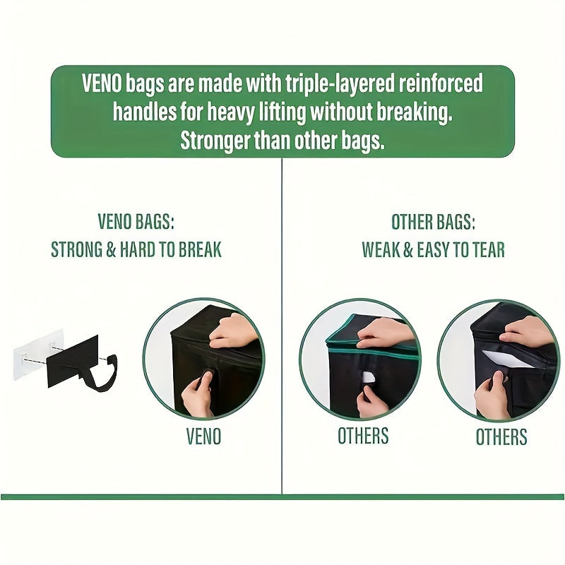 VENO 3-Pack Heavy Duty Reusable Grocery Shopping Bags