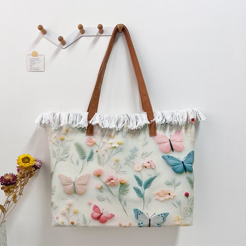 3D Print Fringe Bag – Reversible Large Beach Tote, Women's Washable Double - Sided Purse - WIVAStore