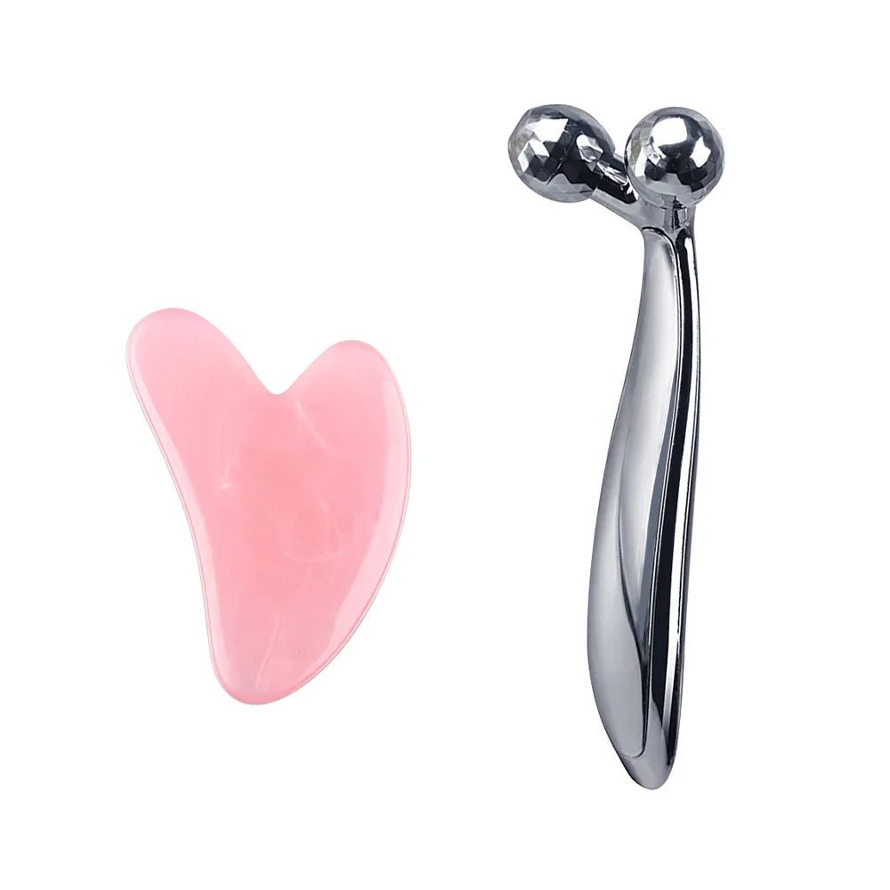 3D Y-Shape Face & Neck Roller + Gua Sha Set