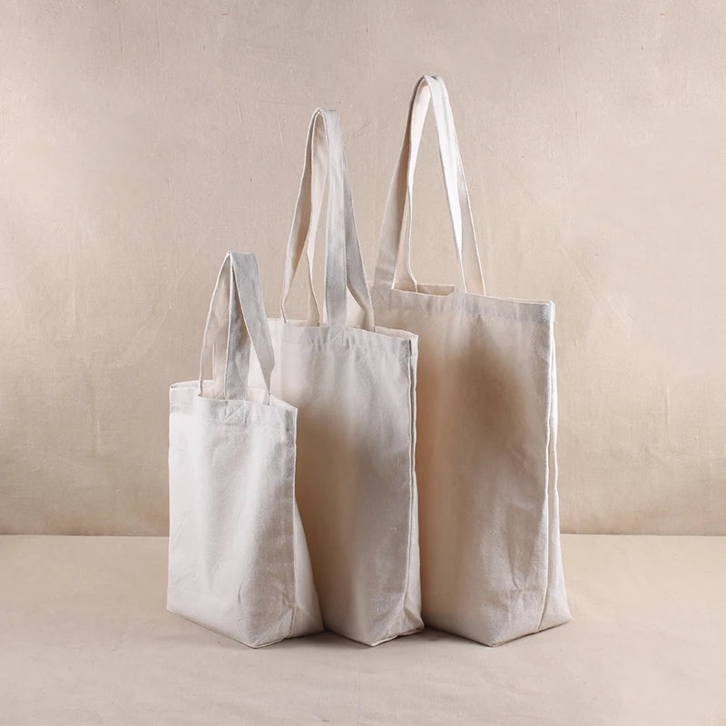 White Eco-Friendly Canvas Customizable LOGO Handbags of Various Size