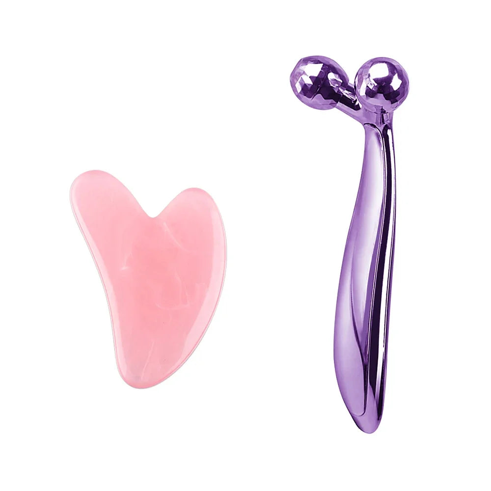 3D Y-Shape Face & Neck Roller + Gua Sha Set