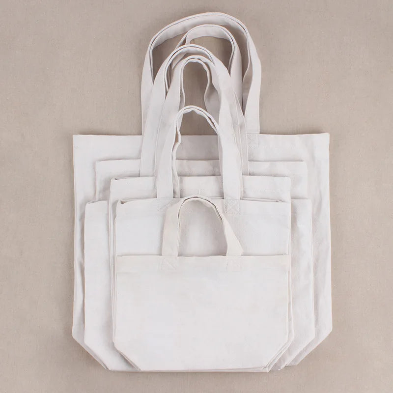 White Eco-Friendly Canvas Customizable LOGO Handbags of Various Size