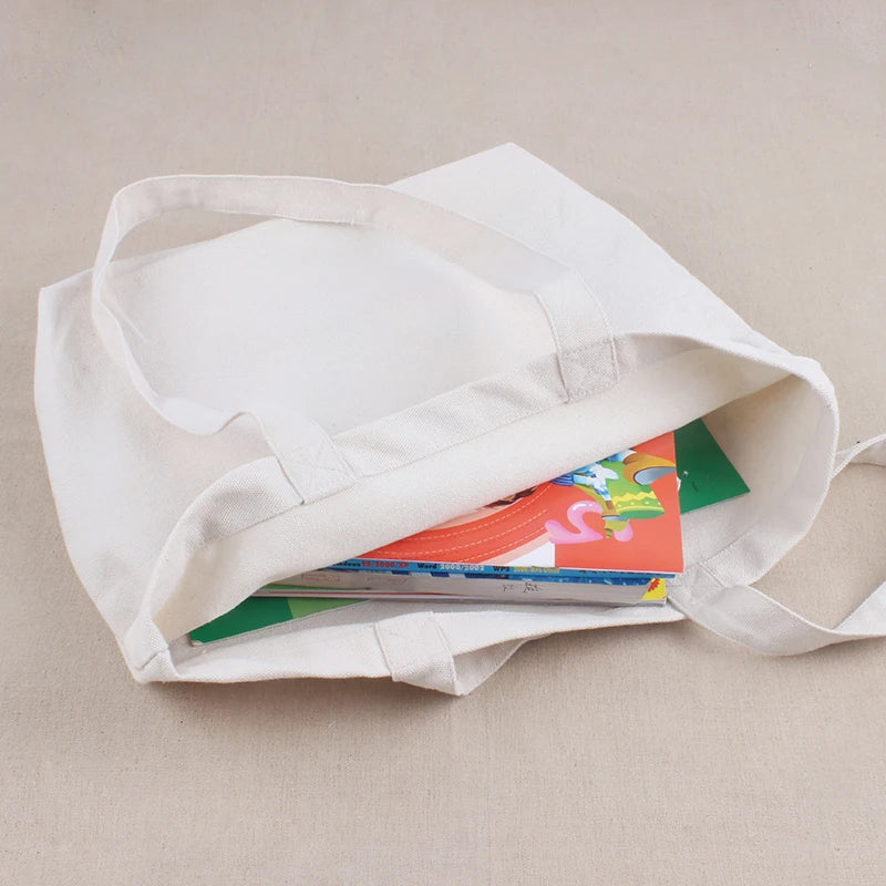 White Eco-Friendly Canvas Customizable LOGO Handbags of Various Size