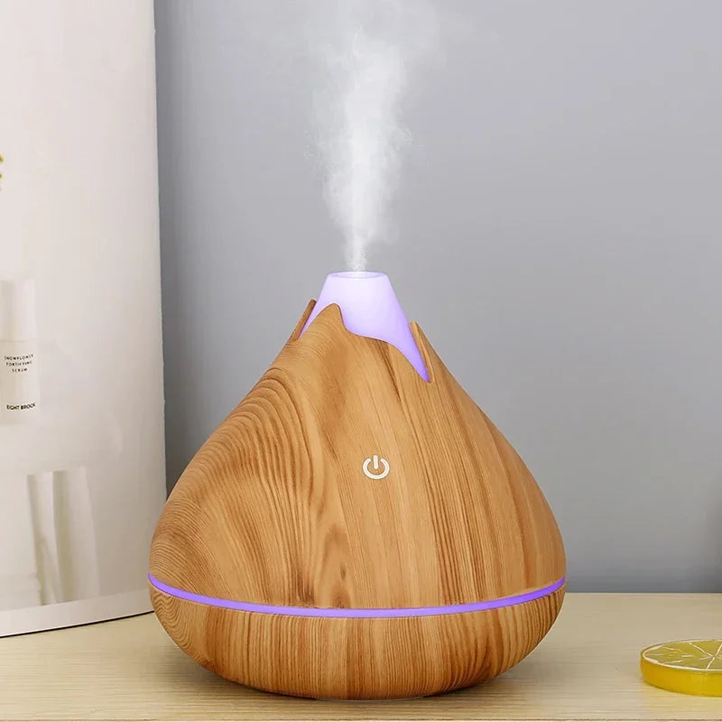 350ML Wood Grain Essential Oil Diffuser with Remote & LED