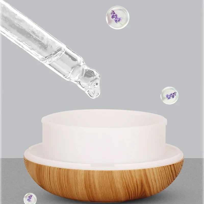 350ML Wood Grain Essential Oil Diffuser with Remote & LED