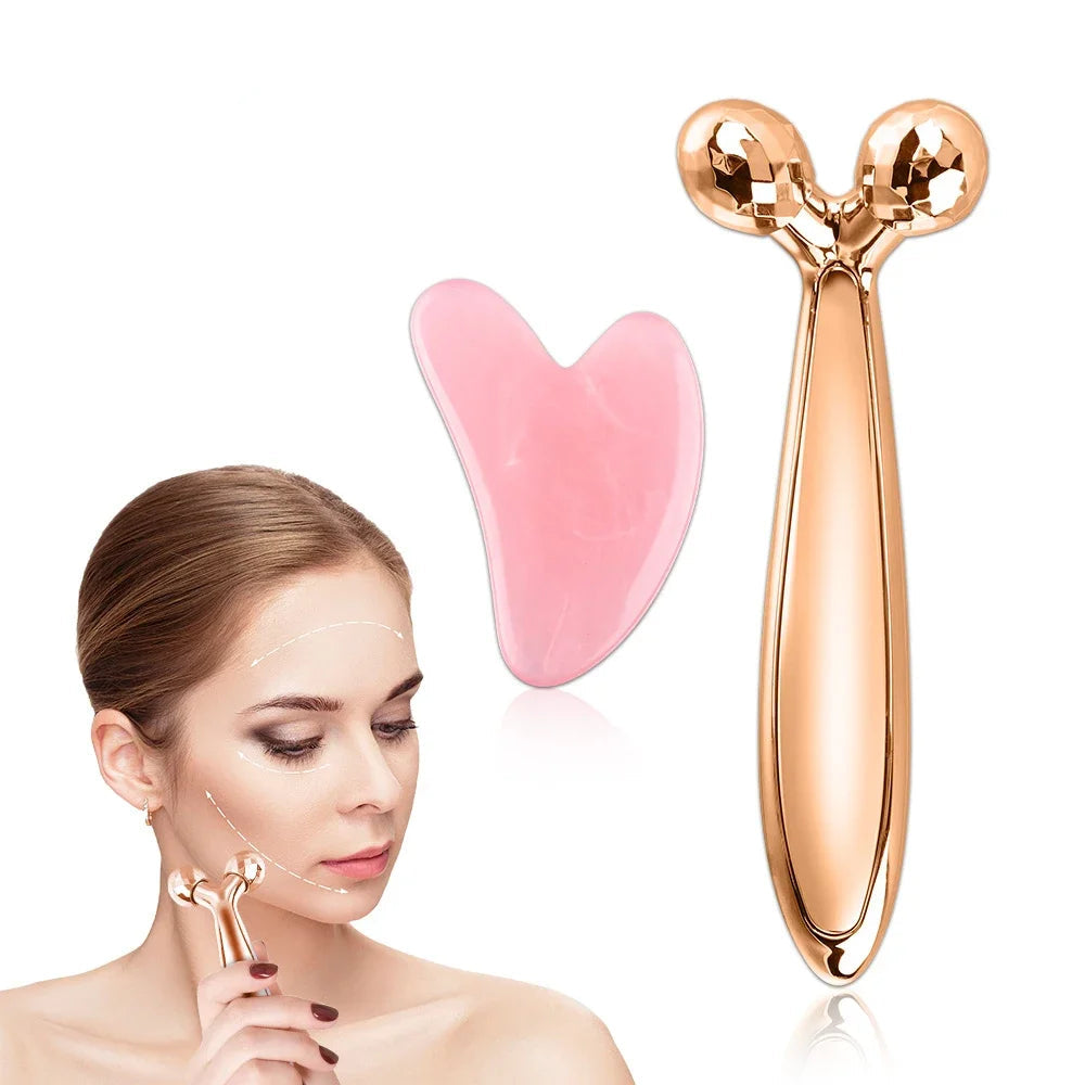 3D Y-Shape Face & Neck Roller + Gua Sha Set