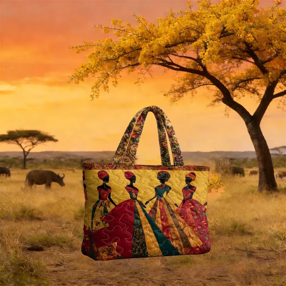 African American Print Quilted Tote Daily Shoulder Bag - WIVAStore