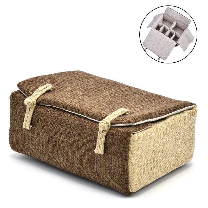 Bag Linen Fabric Button Design Pot Cups Tea Set Organizer - WIVAStore