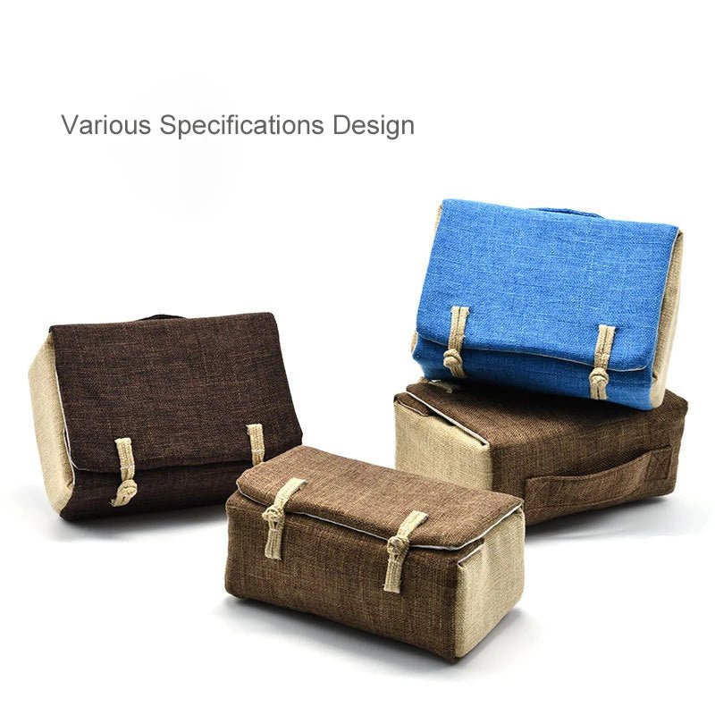 Bag Linen Fabric Button Design Pot Cups Tea Set Organizer - WIVAStore