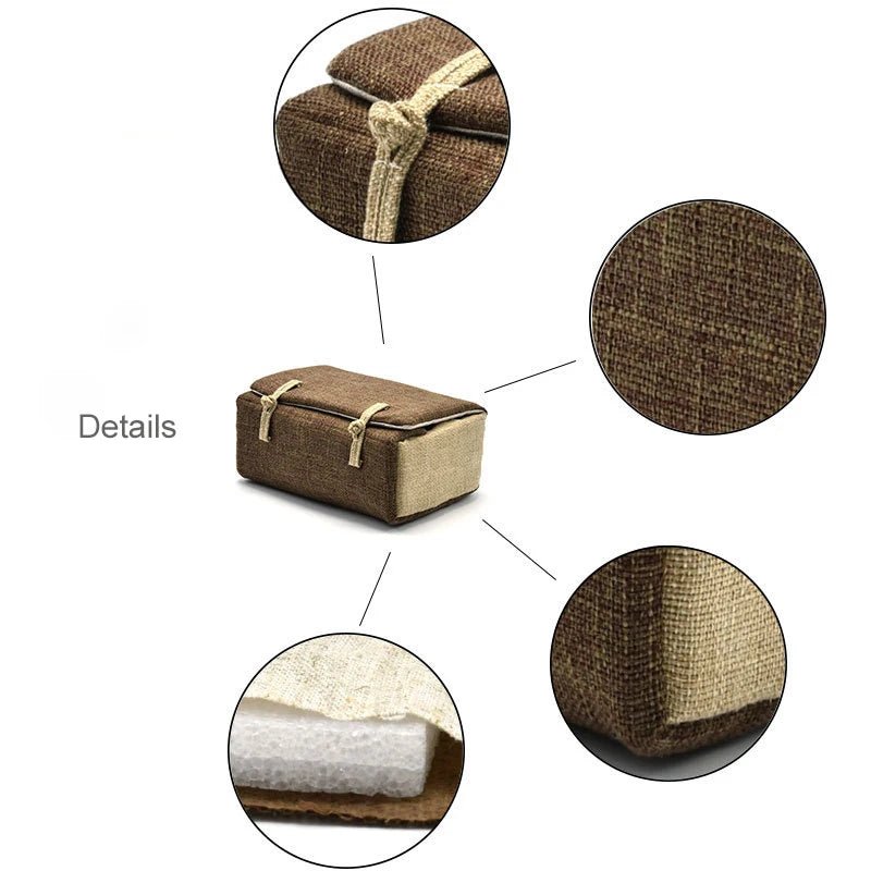 Bag Linen Fabric Button Design Pot Cups Tea Set Organizer - WIVAStore