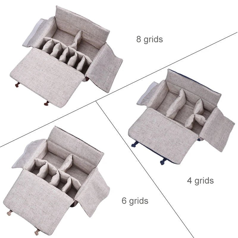 Bag Linen Fabric Button Design Pot Cups Tea Set Organizer - WIVAStore