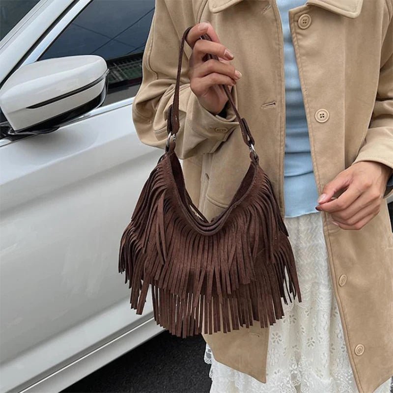 Boho Style Fringe Rivet Crossbody Bag - WIVAStore