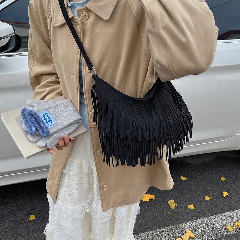 Boho Style Fringe Rivet Crossbody Bag - WIVAStore