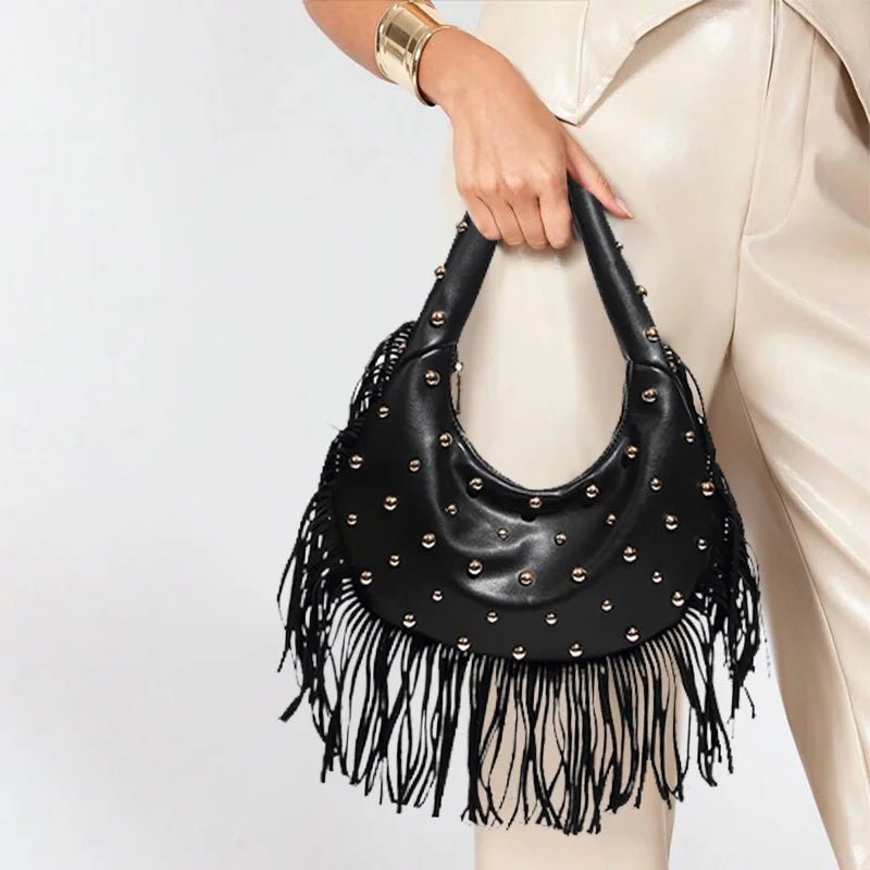 Boho Style Fringe Rivet Crossbody Bag - WIVAStore