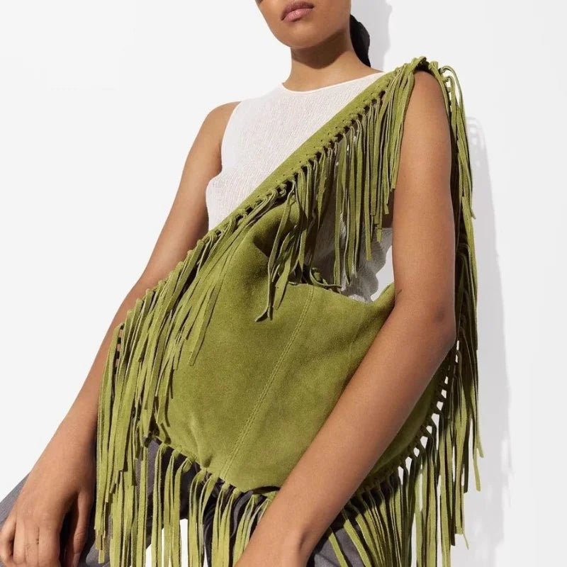 Boho Style Fringe Rivet Crossbody Bag - WIVAStore
