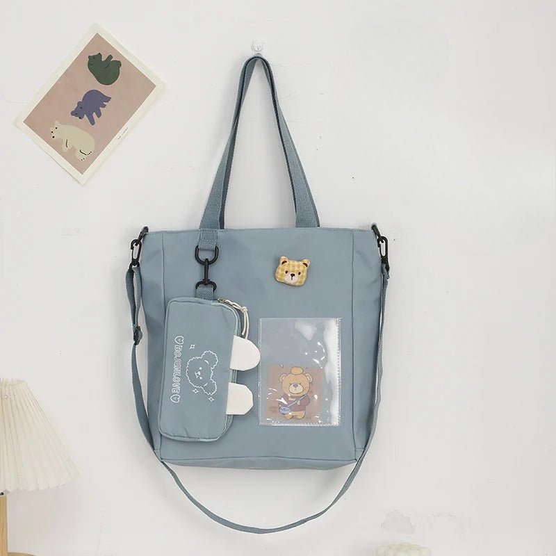 Cartoon canvas bag cute, bunny pendant tote bag, self - contained small bag student shoulder bag - WIVAStore
