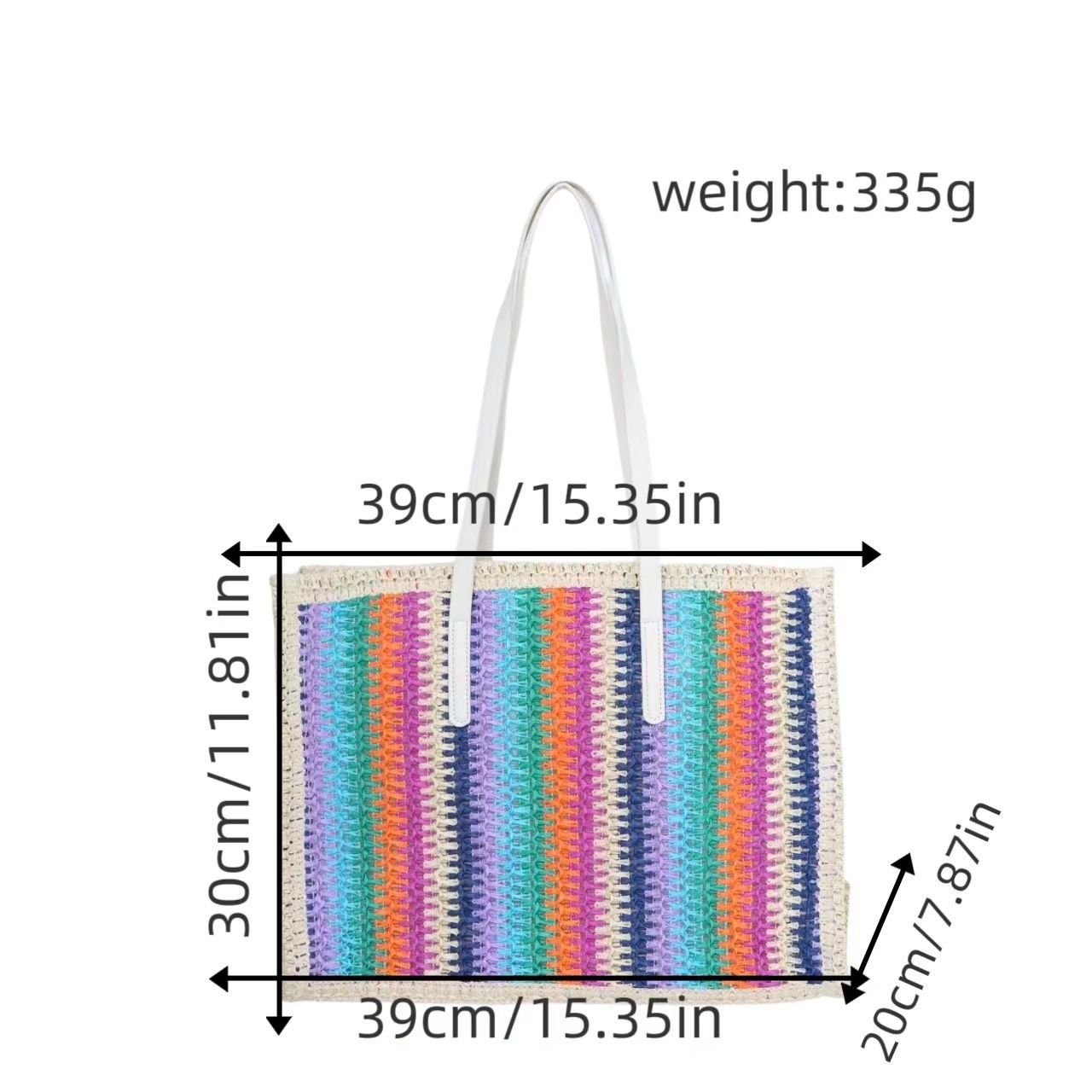 Colorful Large Capacity Woven Shoulder Bag - Beach Straw Tote, Lazy Casual Handheld Purse - WIVAStore