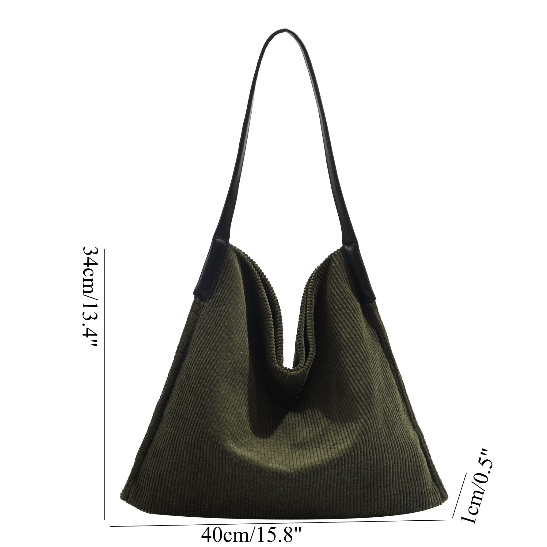 Corduroy large capacity hobo bag, tote bag women, casual commuting shoulder bag large, - WIVAStore