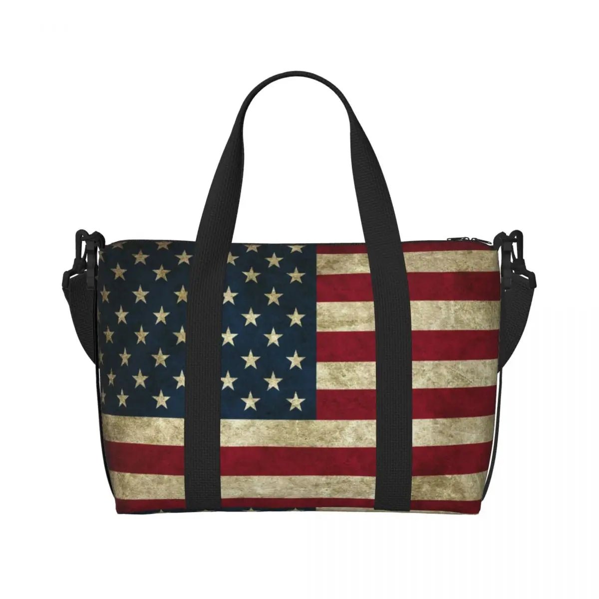 Custom Vintage American Flag Tote Bag - WIVAStore
