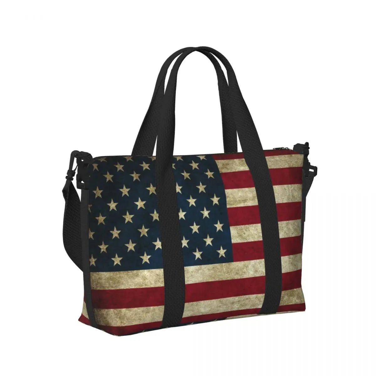 Custom Vintage American Flag Tote Bag - WIVAStore