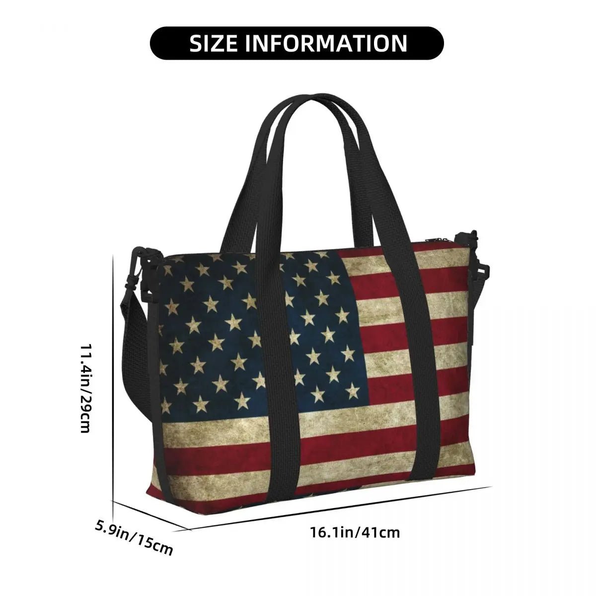Custom Vintage American Flag Tote Bag - WIVAStore