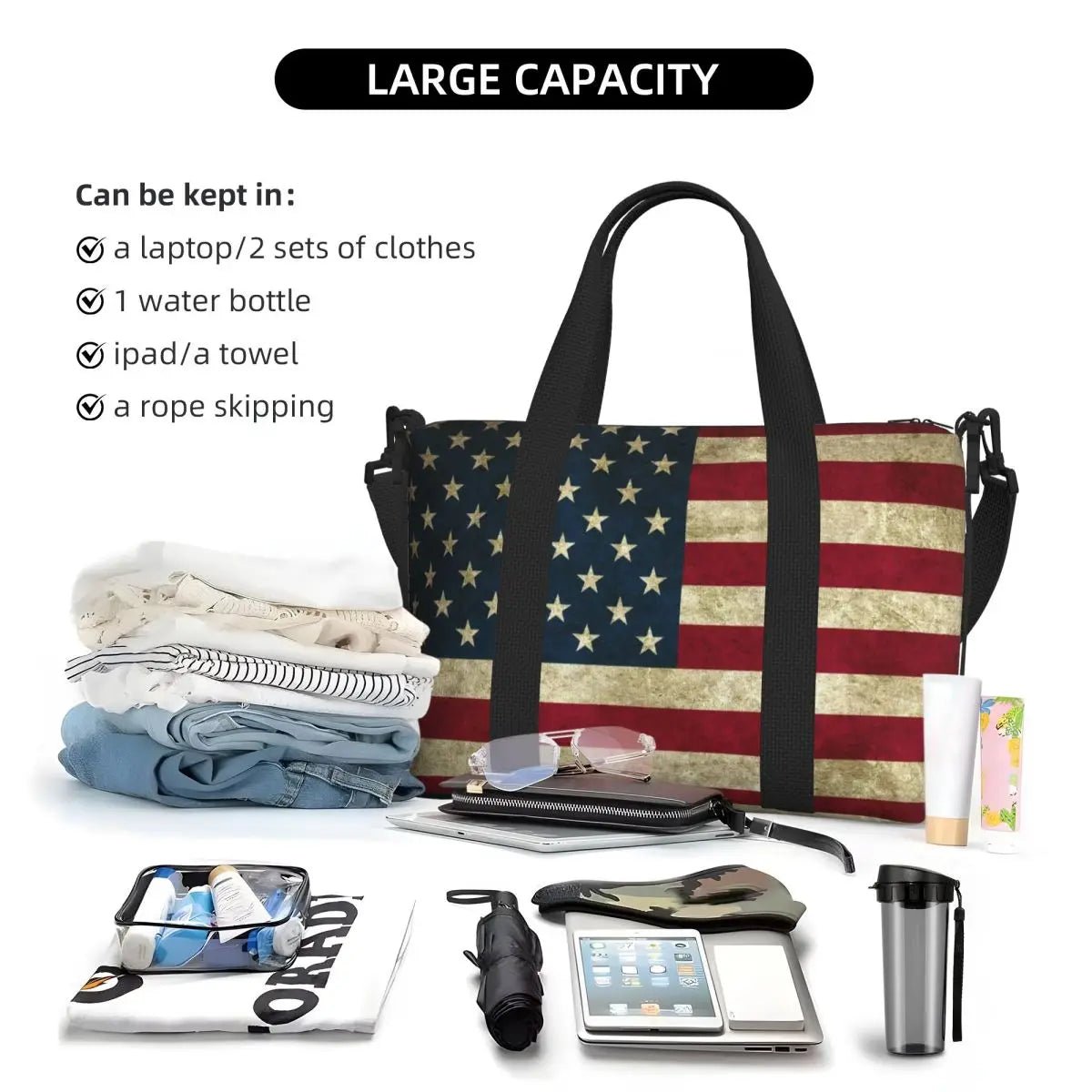 Custom Vintage American Flag Tote Bag - WIVAStore
