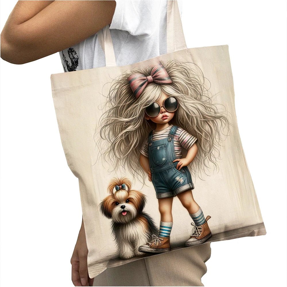 Cute Cartoon Girl Shopper Bags - WIVAStore