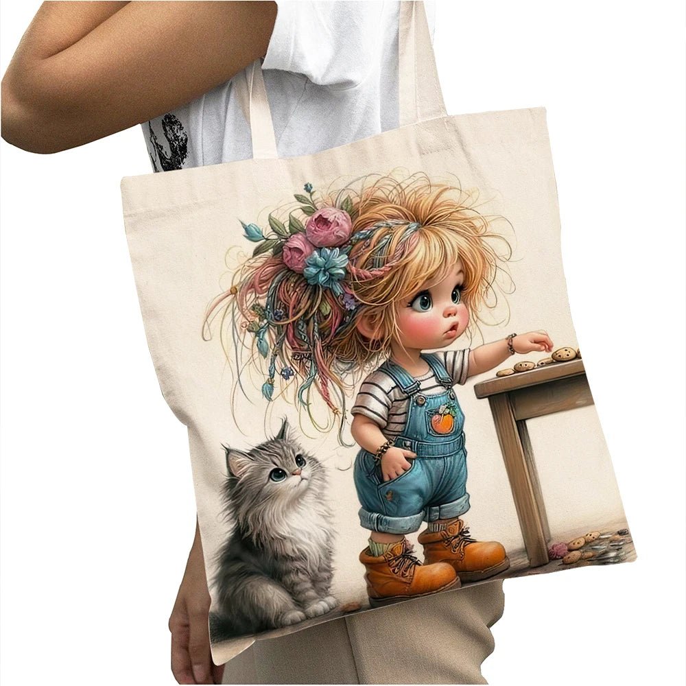 Cute Cartoon Girl Shopper Bags - WIVAStore