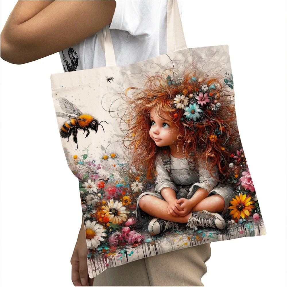 Cute Cartoon Girl Shopper Bags - WIVAStore