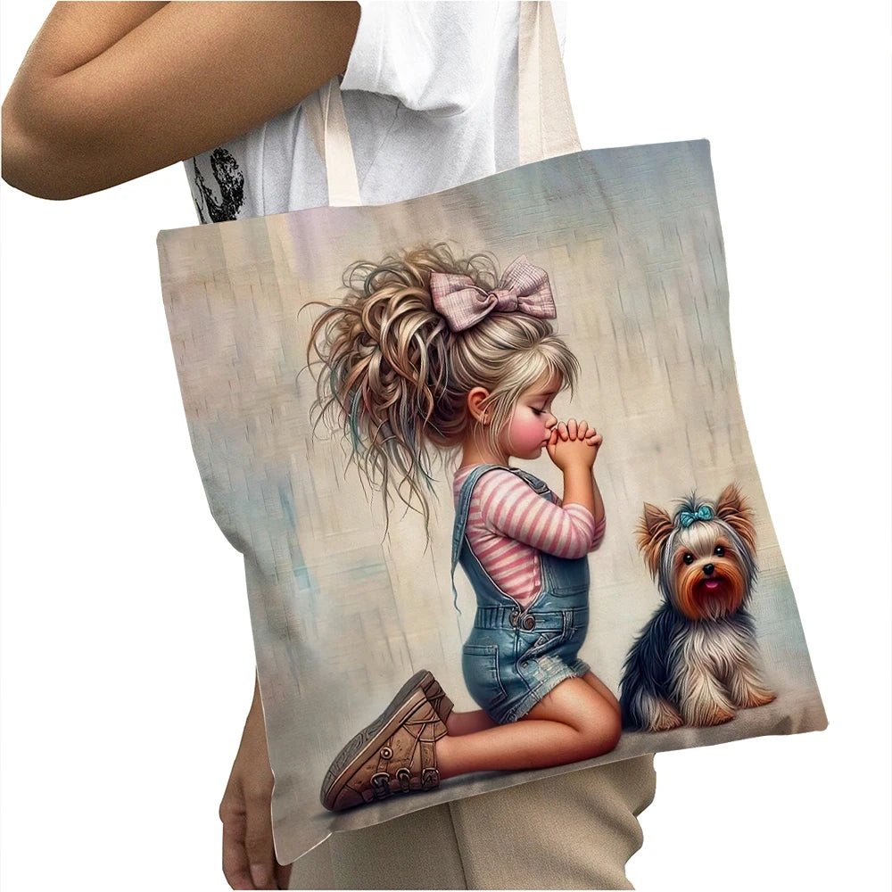 Cute Cartoon Girl Shopper Bags - WIVAStore