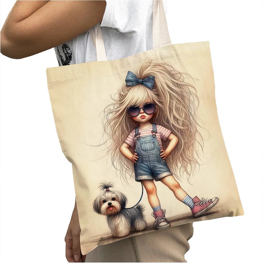 Cute Cartoon Girl Shopper Bags - WIVAStore