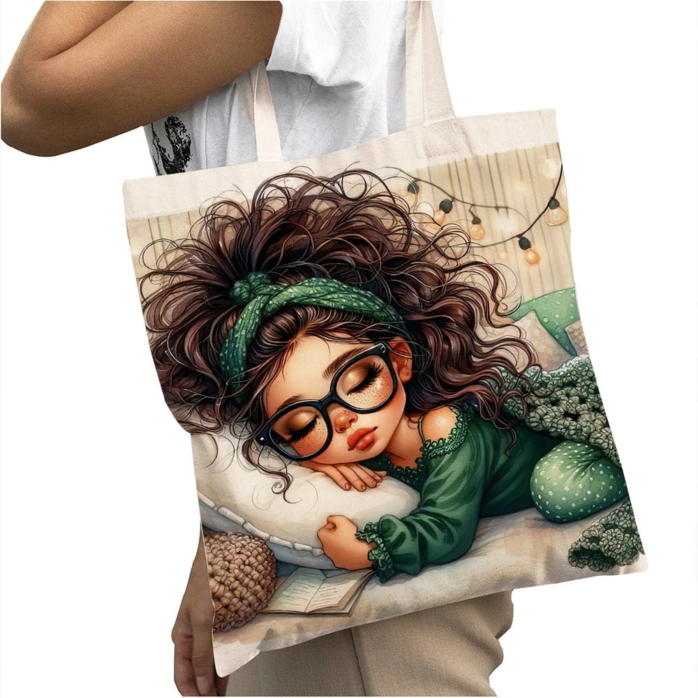 Cute Cartoon Girl Shopper Bags - WIVAStore