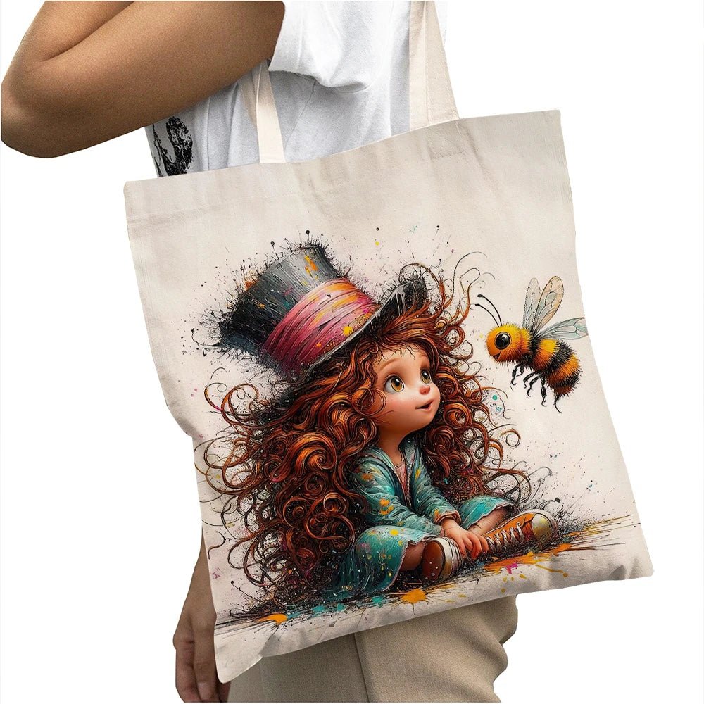 Cute Cartoon Girl Shopper Bags - WIVAStore