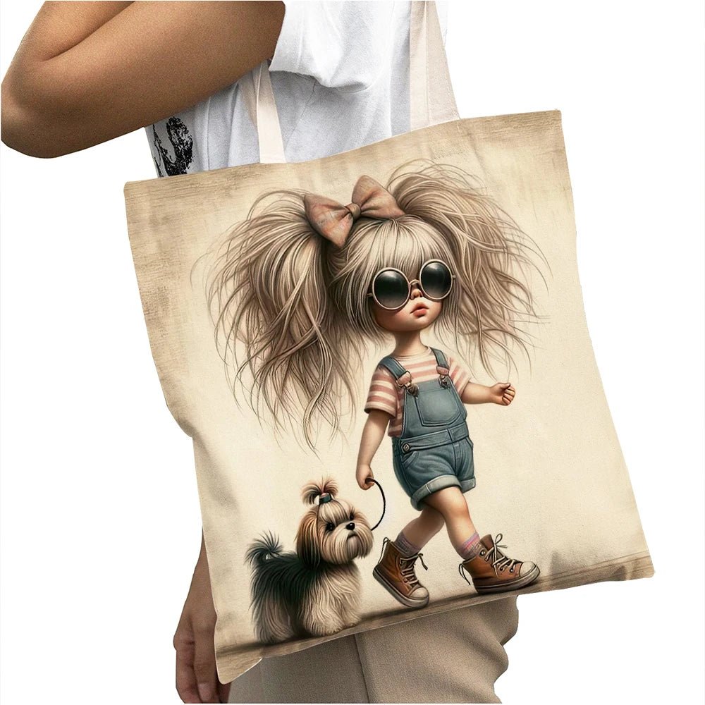 Cute Cartoon Girl Shopper Bags - WIVAStore