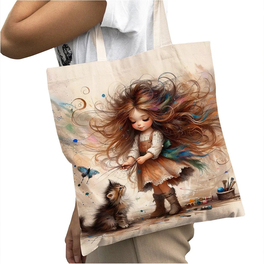 Cute Cartoon Girl Shopper Bags - WIVAStore