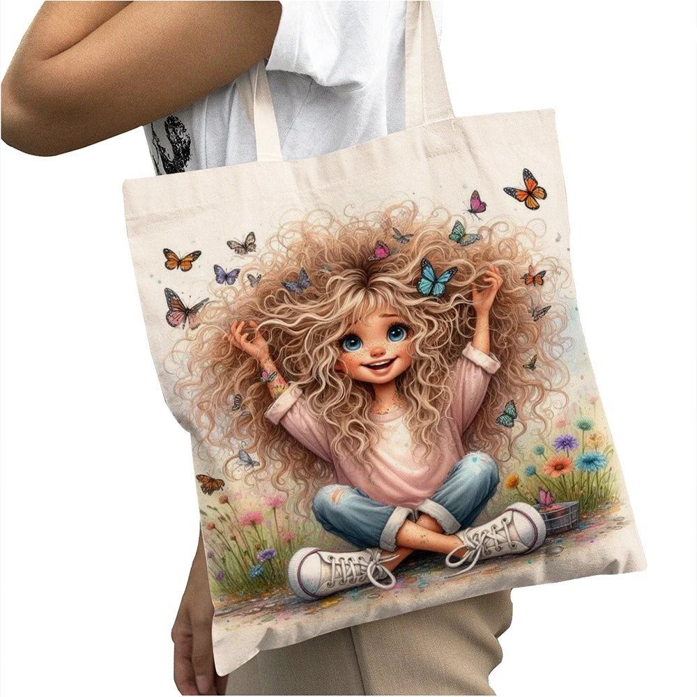Cute Cartoon Girl Shopper Bags - WIVAStore