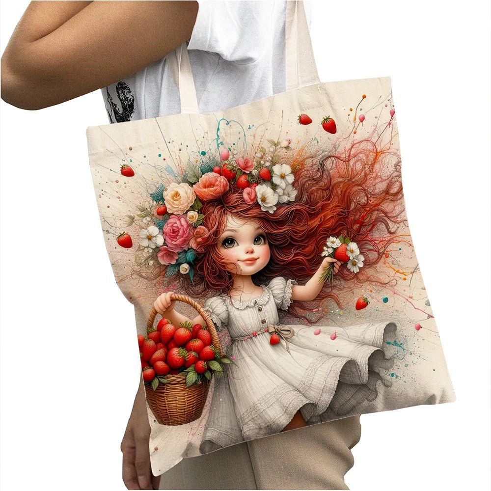 Cute Cartoon Girl Shopper Bags - WIVAStore