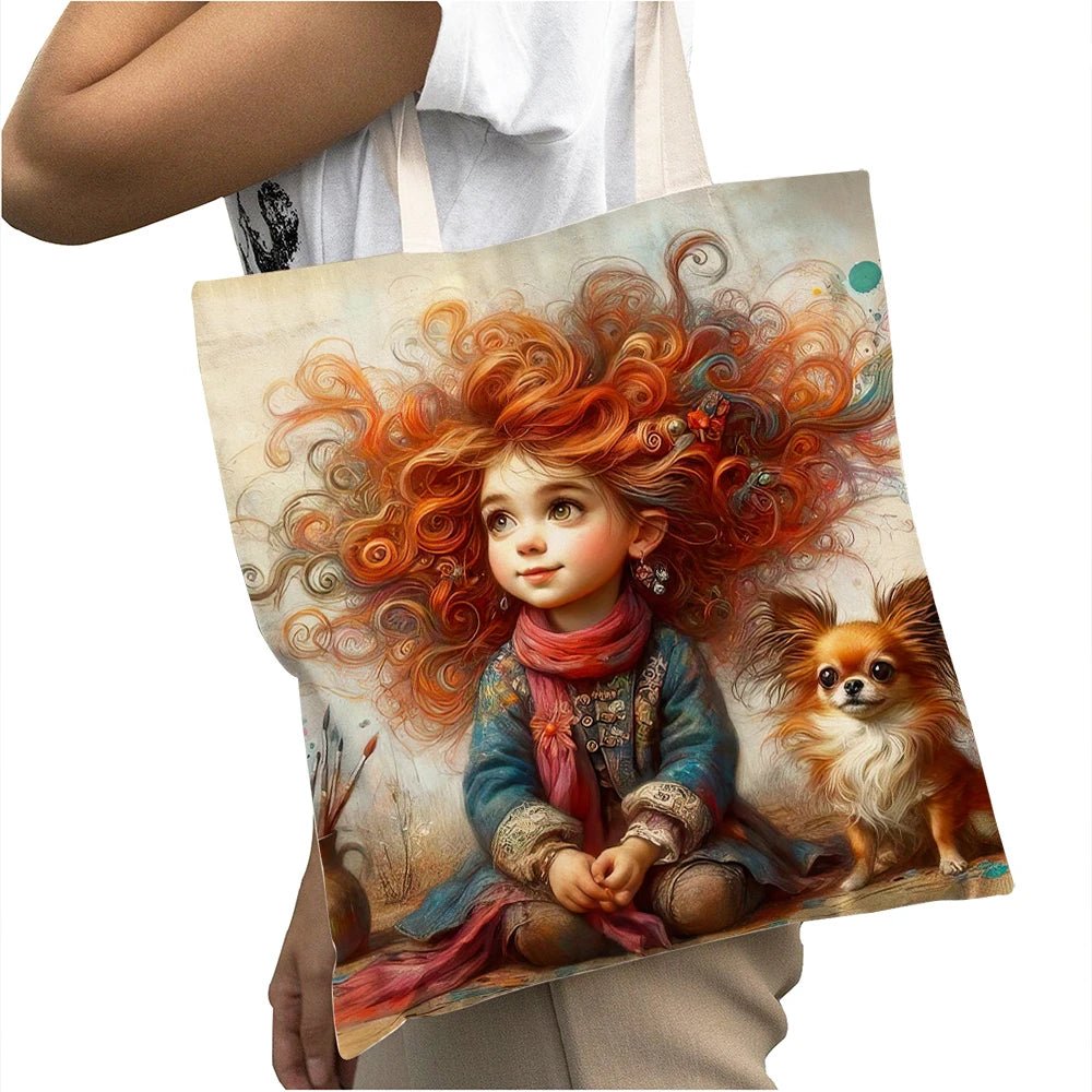 Cute Cartoon Girl Shopper Bags - WIVAStore