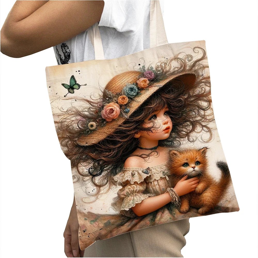 Cute Cartoon Girl Shopper Bags - WIVAStore