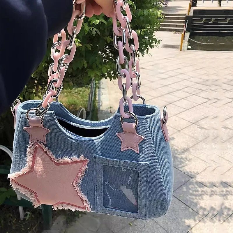 Denim Underarm Designer Handbag - Small Crossbody Bag - WIVAStore