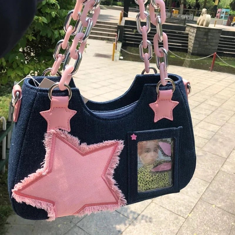 Denim Underarm Designer Handbag - Small Crossbody Bag - WIVAStore