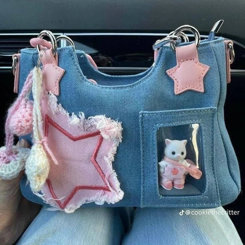 Denim Underarm Designer Handbag - Small Crossbody Bag - WIVAStore
