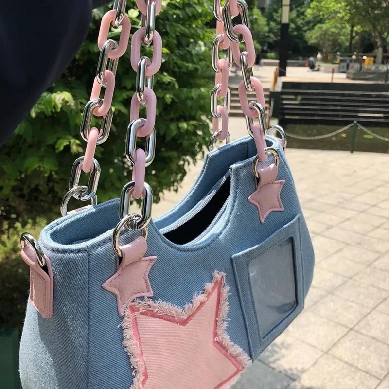 Denim Underarm Designer Handbag - Small Crossbody Bag - WIVAStore