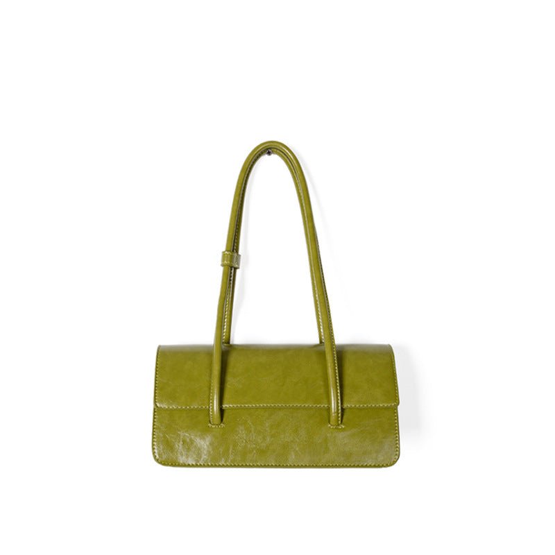 Design oil wax leather shoulder armpit bag, stylish tote bag, top handle purse for women - WIVAStore