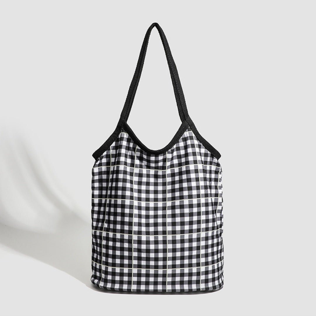 Design vintage canvas hobo bag, plaid tote bag versatile, large capacity commuter versatile shoulder bag - WIVAStore