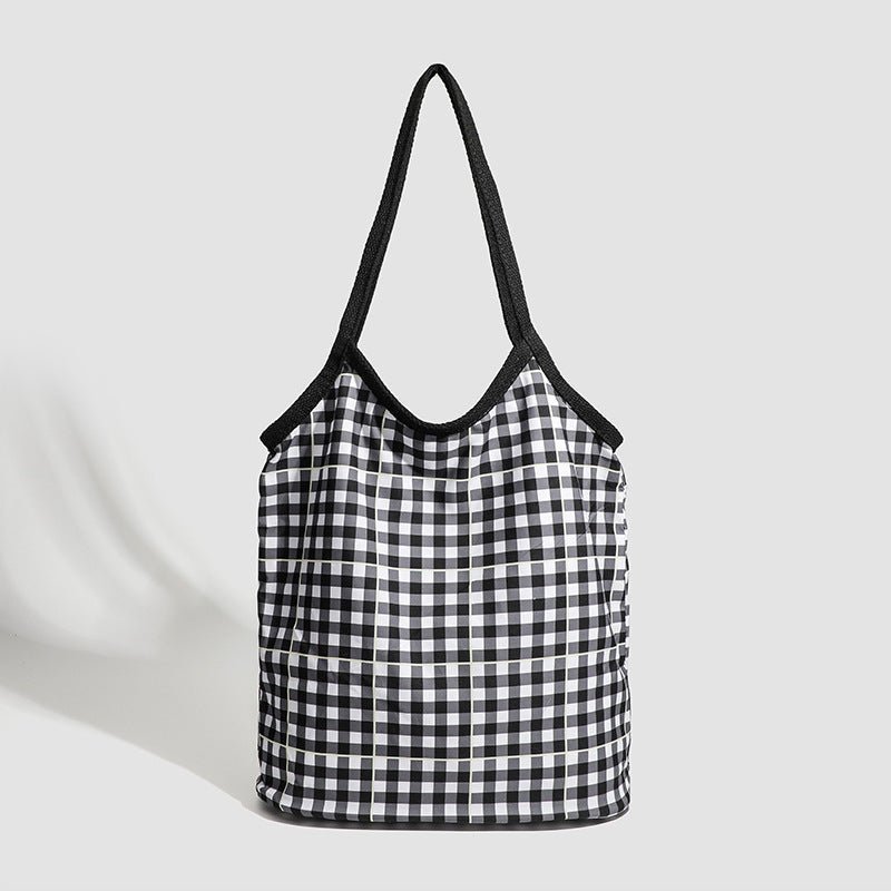 Design vintage canvas hobo bag, plaid tote bag versatile, large capacity commuter versatile shoulder bag - WIVAStore