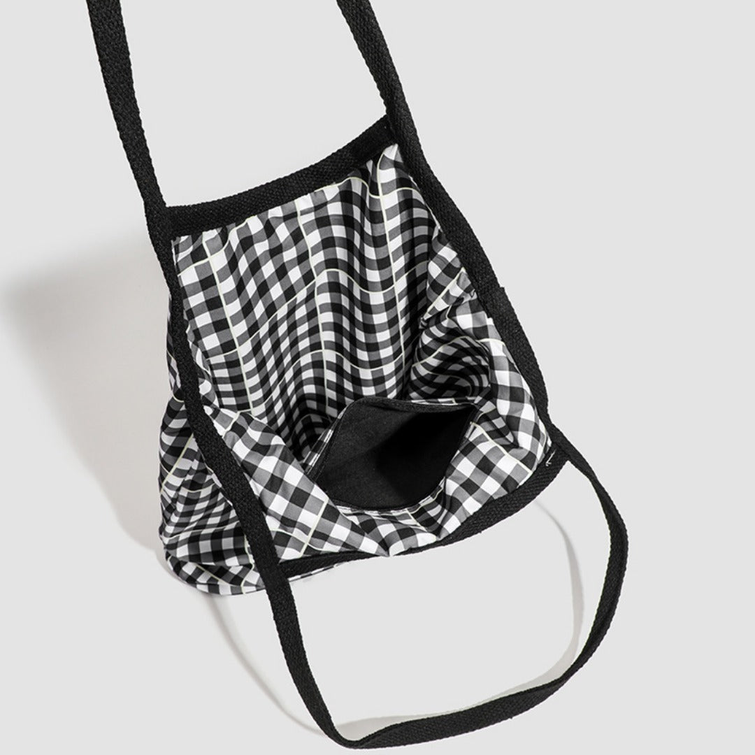 Design vintage canvas hobo bag, plaid tote bag versatile, large capacity commuter versatile shoulder bag - WIVAStore