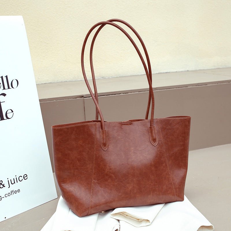 Design women's large capacity tote purse, vintage commuter shoulder bag, versatile underarm tote bag, top handle purse - WIVAStore